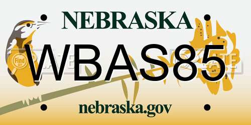 WBAS85 Nebraska License Plate
