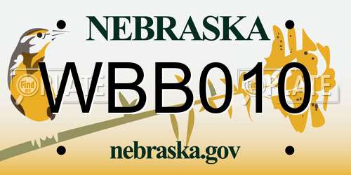 WBB010 Nebraska License Plate