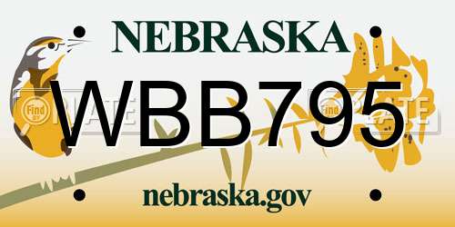 WBB795 Nebraska License Plate