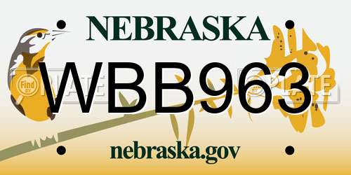 WBB963 Nebraska License Plate