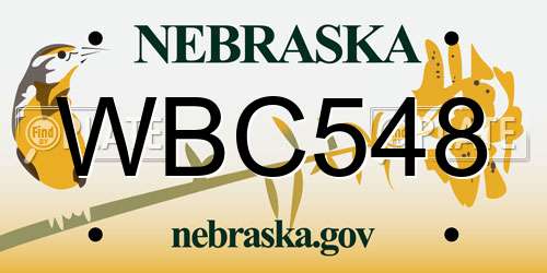 WBC548 Nebraska License Plate