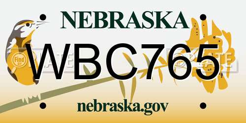 WBC765 Nebraska License Plate
