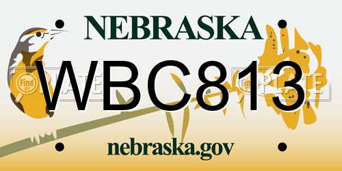 WBC813 Nebraska License Plate