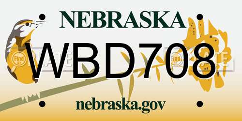 WBD708 Nebraska License Plate