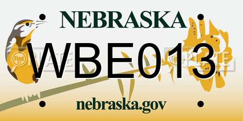 WBE013 Nebraska License Plate