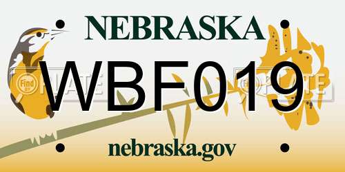 WBF019 Nebraska License Plate