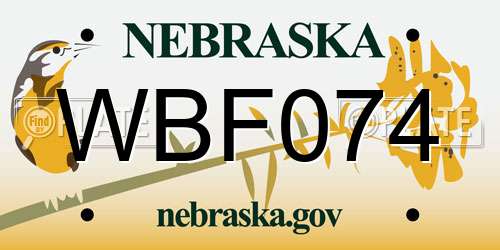 WBF074 Nebraska License Plate
