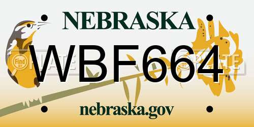 WBF664 Nebraska License Plate