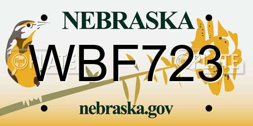 WBF723 Nebraska License Plate