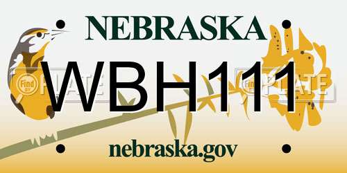 WBH111 Nebraska License Plate