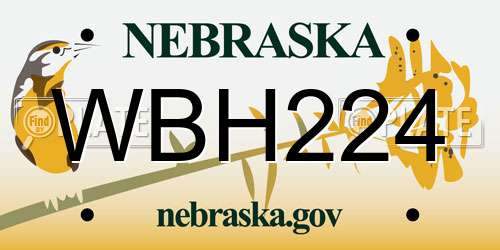 WBH224 Nebraska License Plate