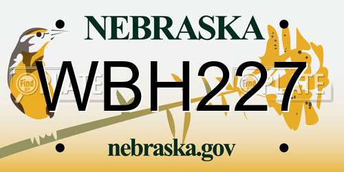 WBH227 Nebraska License Plate