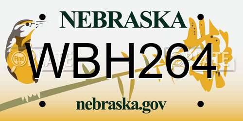 WBH264 Nebraska License Plate