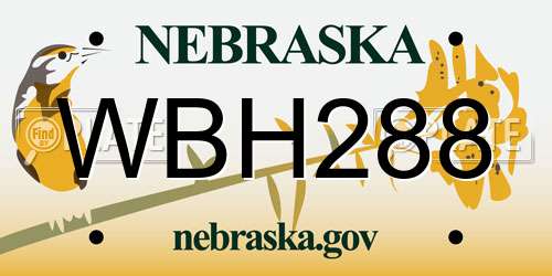 WBH288 Nebraska License Plate