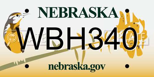 WBH340 Nebraska License Plate