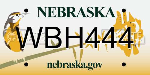WBH444 Nebraska License Plate