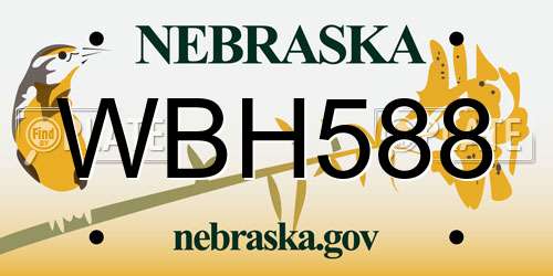 WBH588 Nebraska License Plate
