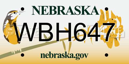 WBH647 Nebraska License Plate