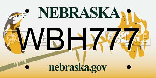WBH777 Nebraska License Plate