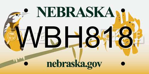 WBH818 Nebraska License Plate