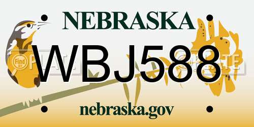 WBJ588 Nebraska License Plate