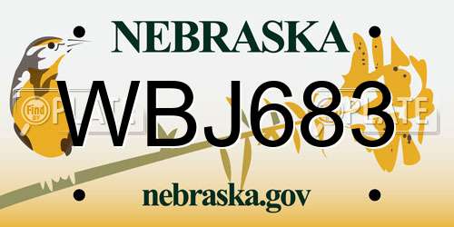 WBJ683 Nebraska License Plate