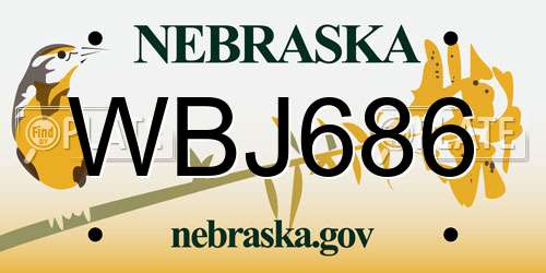 WBJ686 Nebraska License Plate