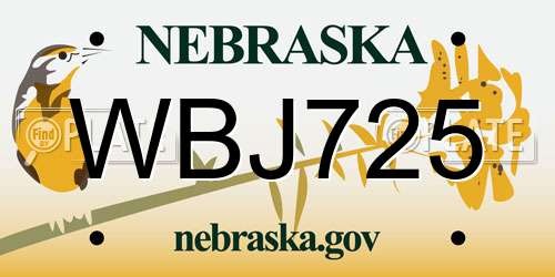 WBJ725 Nebraska License Plate