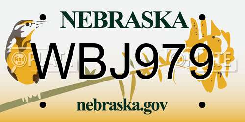 WBJ979 Nebraska License Plate