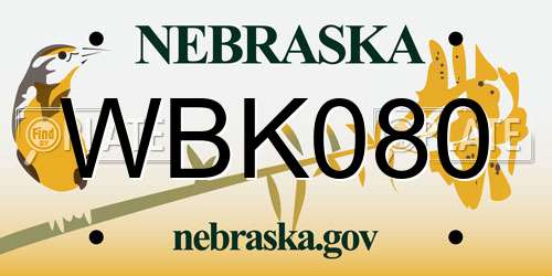 WBK080 Nebraska License Plate