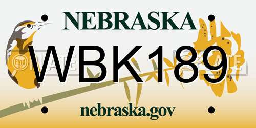 WBK189 Nebraska License Plate