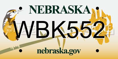 WBK552 Nebraska License Plate