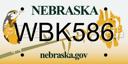 WBK586 Nebraska License Plate