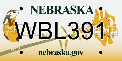 WBL391 Nebraska License Plate