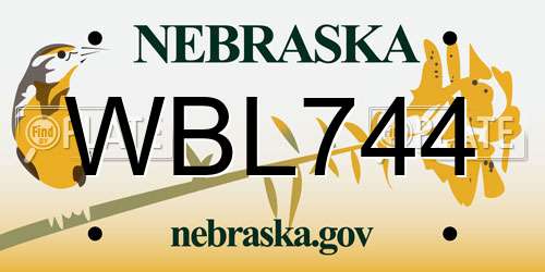 WBL744 Nebraska License Plate