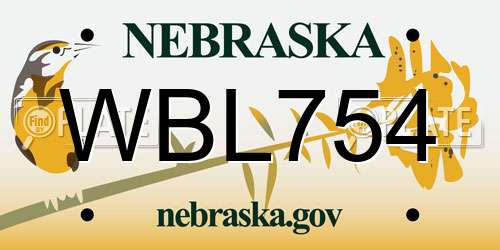 WBL754 Nebraska License Plate