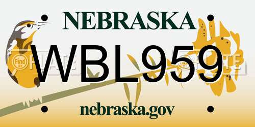 WBL959 Nebraska License Plate