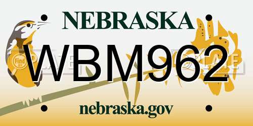 WBM962 Nebraska License Plate