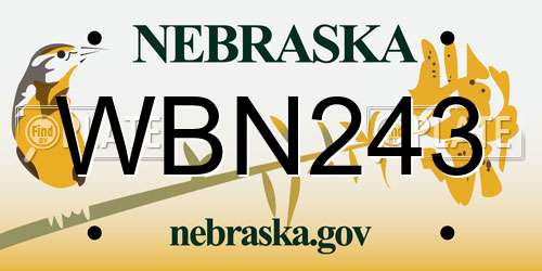 WBN243 Nebraska License Plate