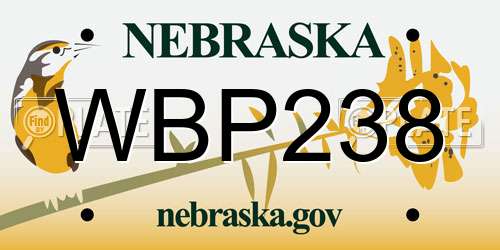 WBP238 Nebraska License Plate
