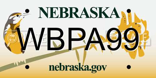 WBPA99 Nebraska License Plate