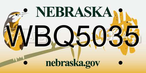 WBQ5035 Nebraska License Plate