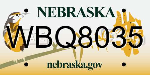 WBQ8035 Nebraska License Plate