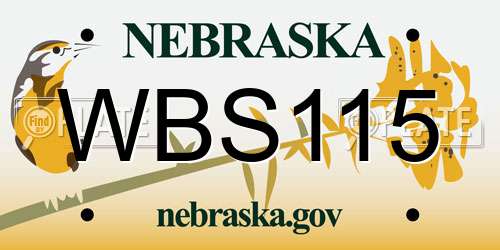 WBS115 Nebraska License Plate