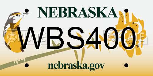 WBS400 Nebraska License Plate