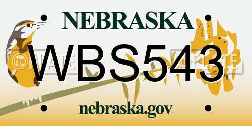 WBS543 Nebraska License Plate