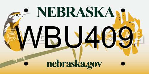 WBU409 Nebraska License Plate