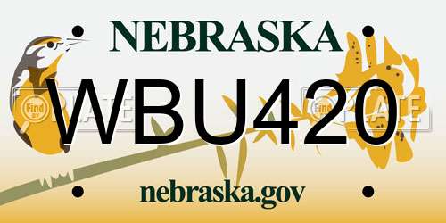 WBU420 Nebraska License Plate