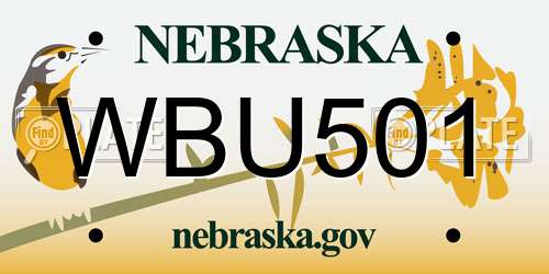 WBU501 Nebraska License Plate