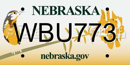 WBU773 Nebraska License Plate